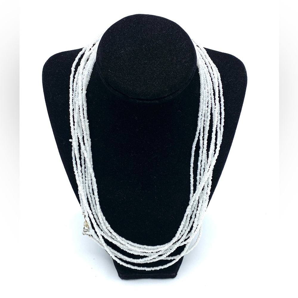 Vintage White Seed Bead Adjustable Length Necklace